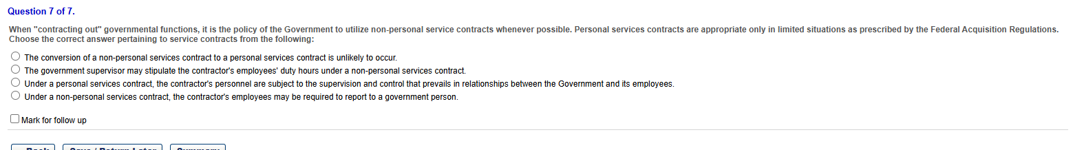 Question 7 of 7. When "contracting out"