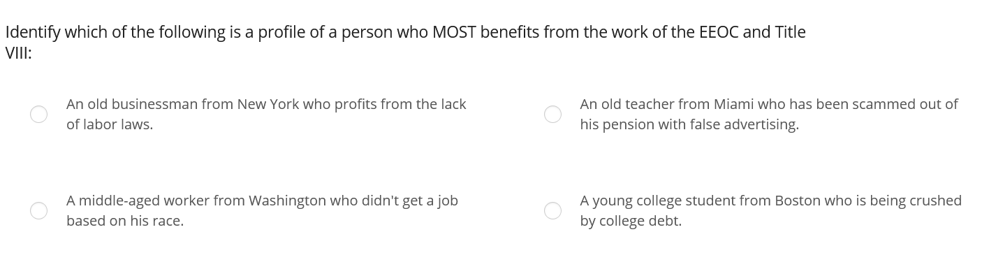 Identify which of the following is a profile of a