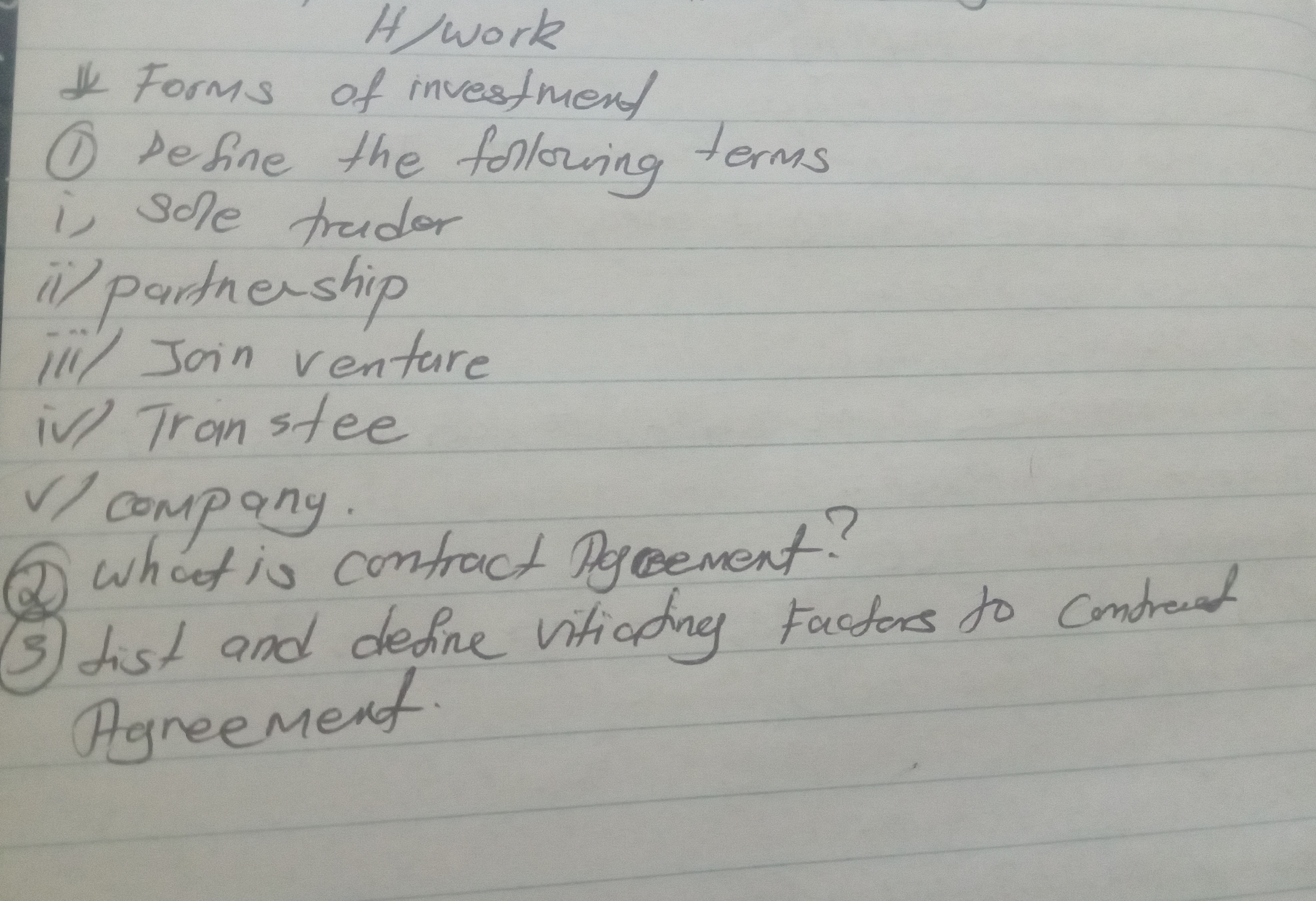 In buisness law explanation H /work * Forms of