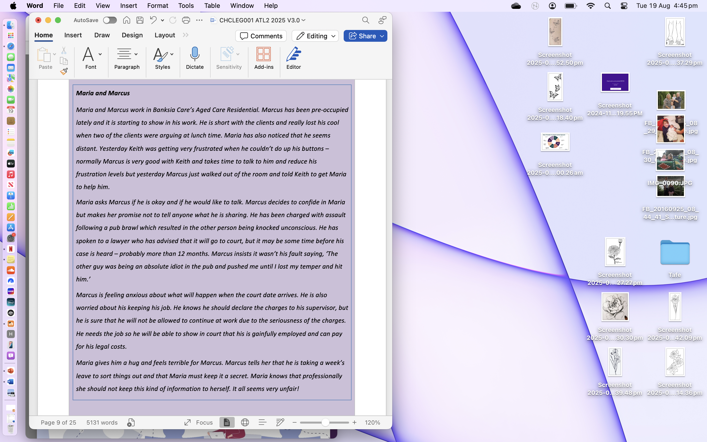 Word File Edit View Insert Format Tools Table
