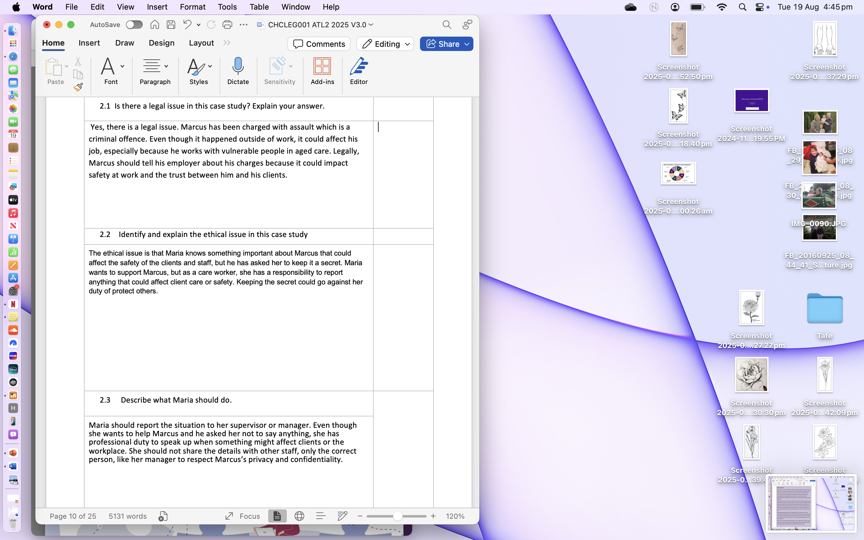 Word File Edit View Insert Format Tools Table