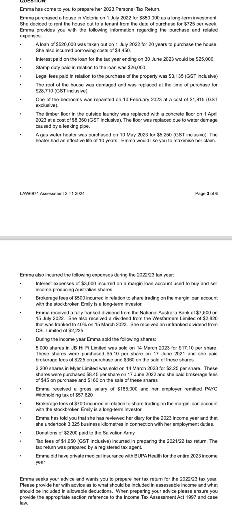 WUED TIUN Emma has come to you to prepare her