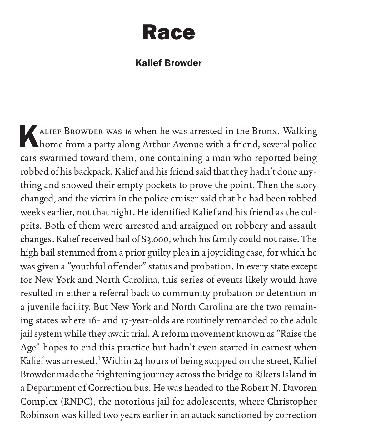 2. Next, read the pdf file Chapter 6: Kalief