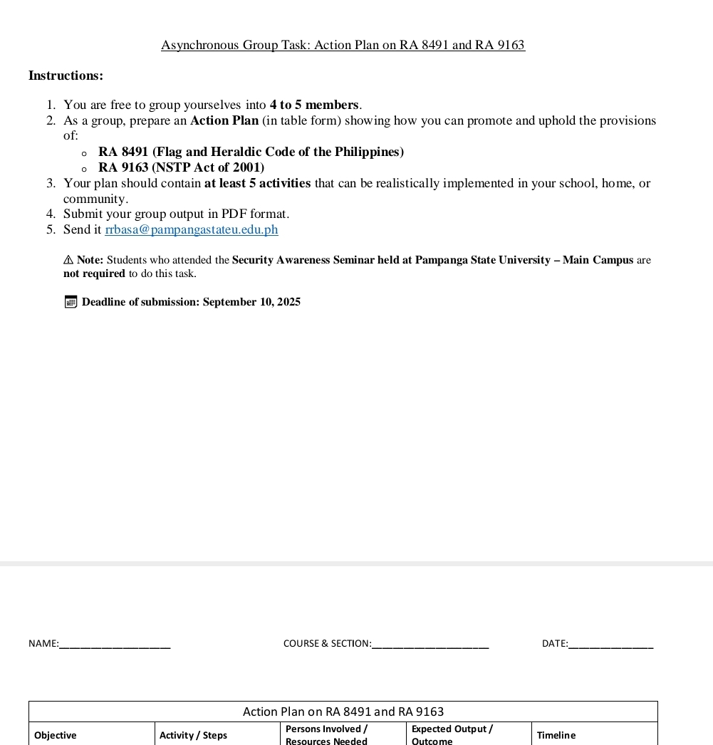 give an example for both RA 8491 and 9163