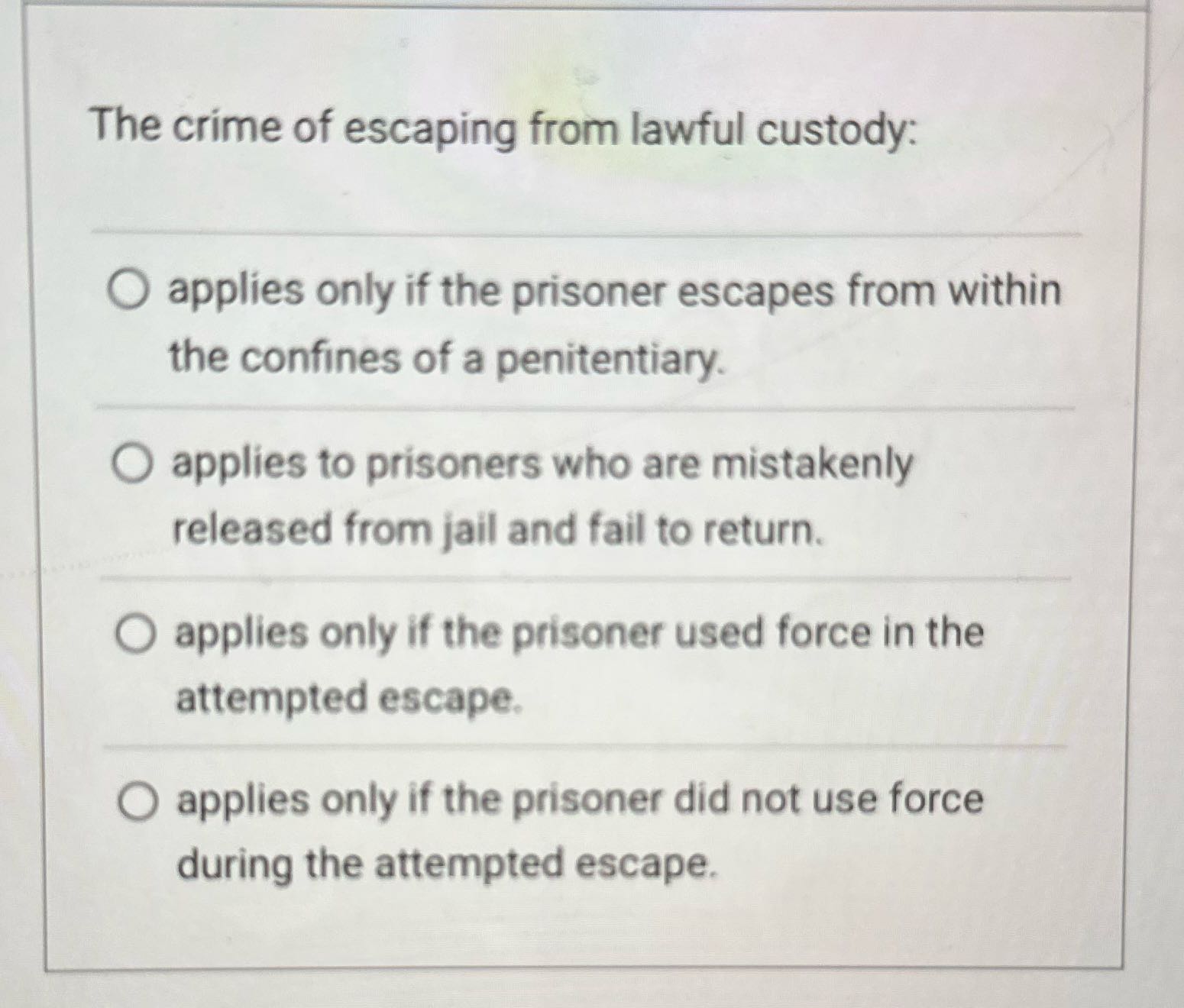 Cjus 400 The crime of escaping from lawful