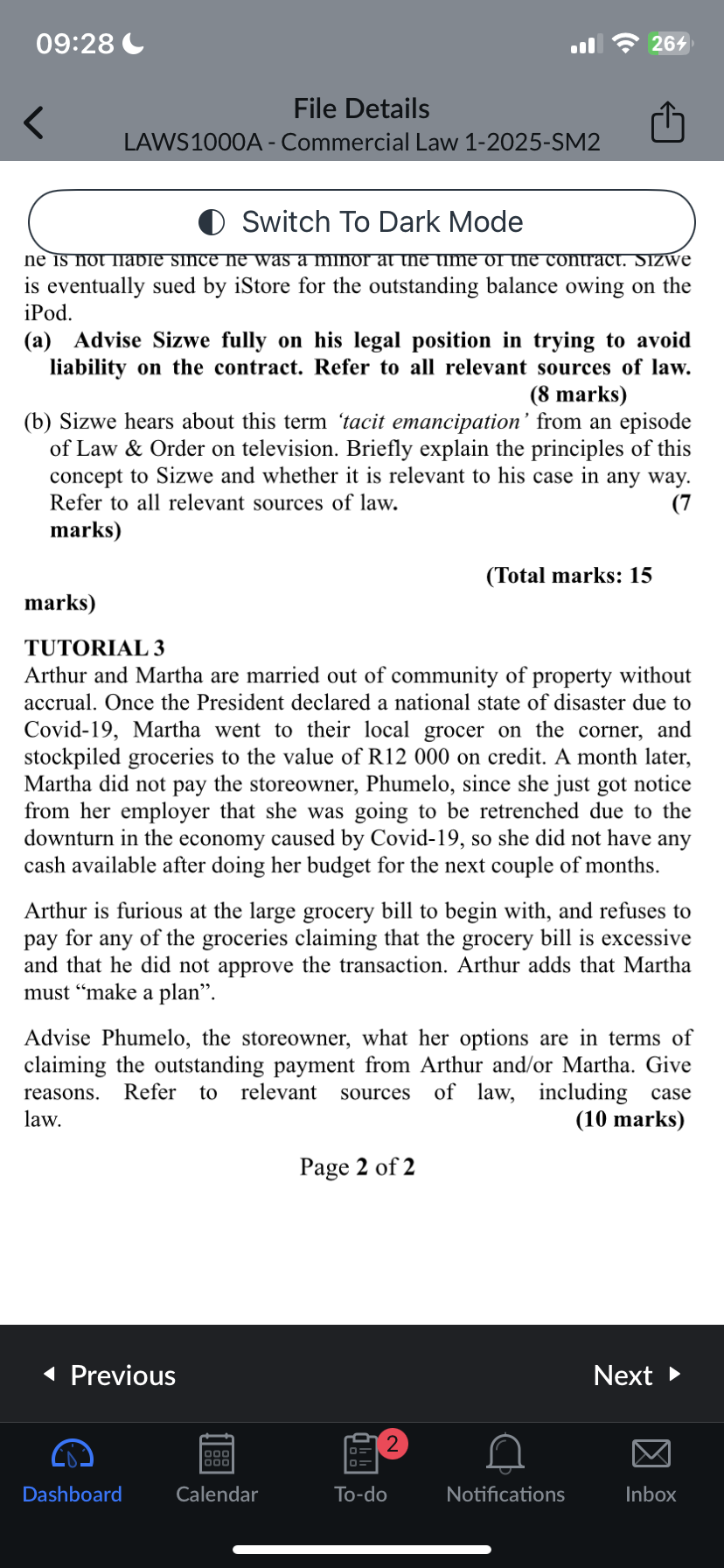 09:28 Switch To Dark Mode ne 18 Tio aie nce he