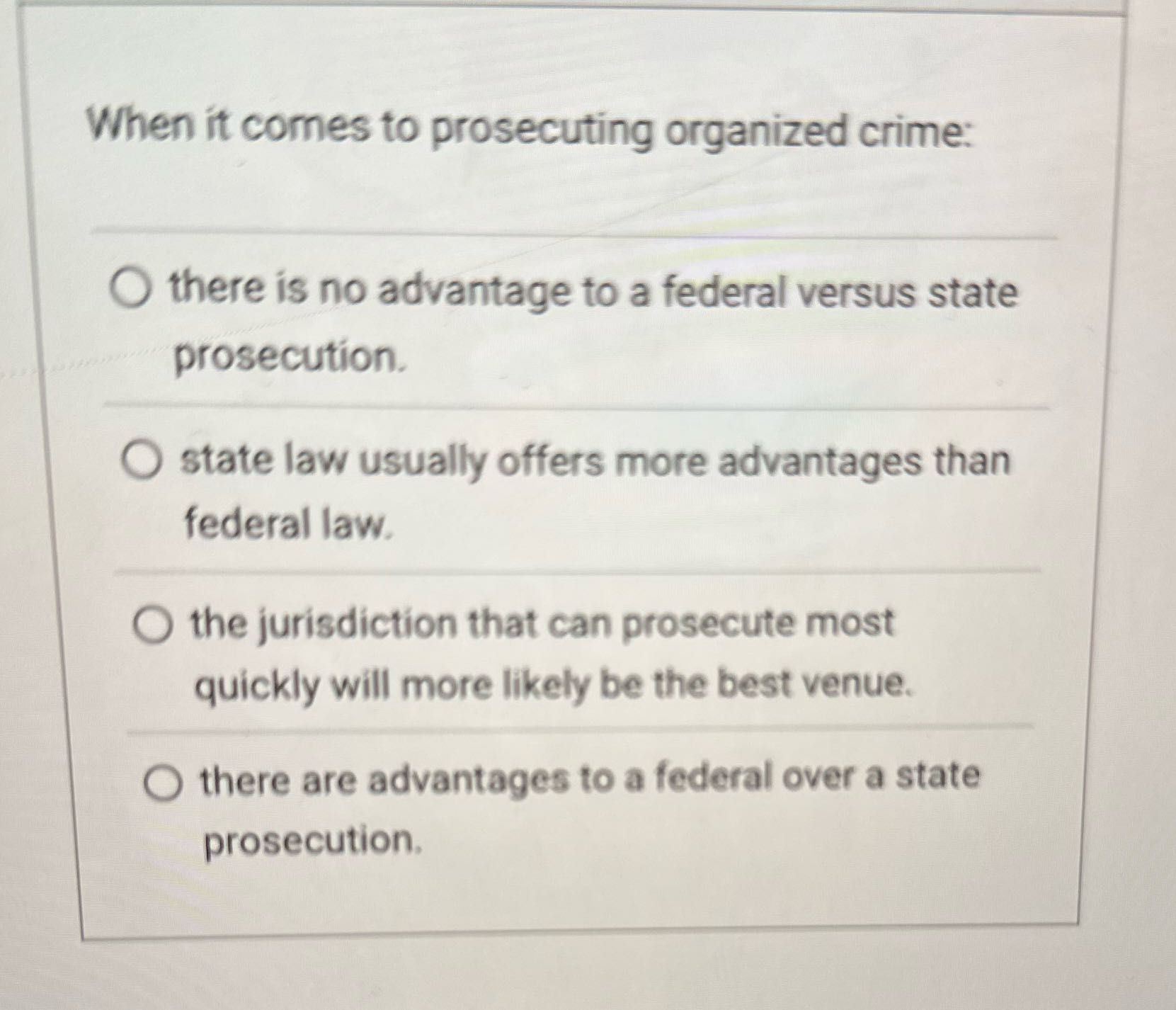 Cjus 400 When it comes to prosecuting organized