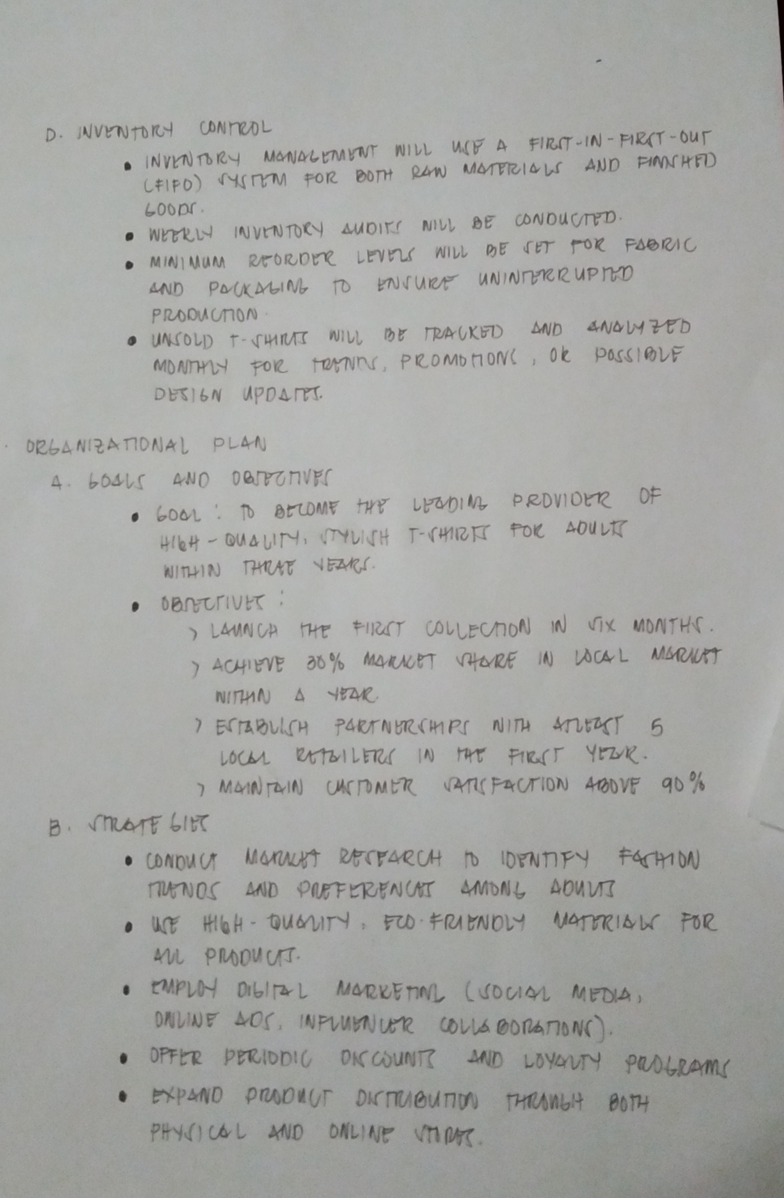 defend D. INVENTORY CONTROL . INVENTORY