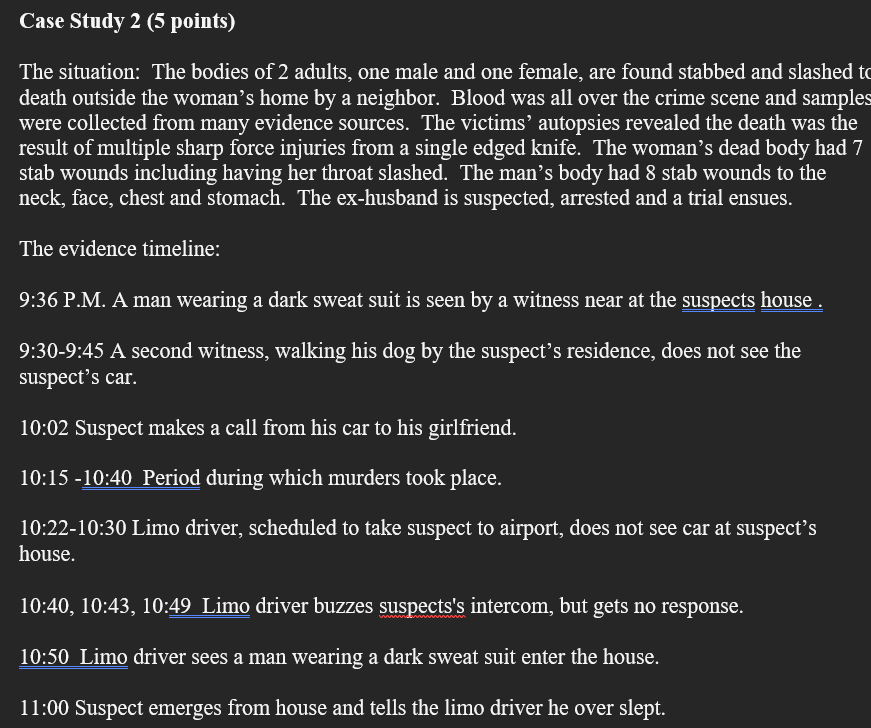 Case Study 2 (5 points) The situation: The bodies