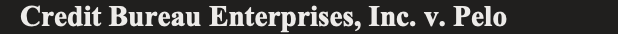 Credit Bureau Enterprises, Inc. v. Pelo Credit