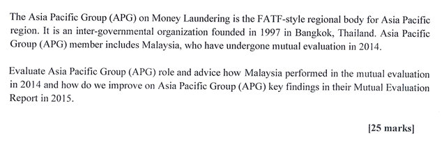 The Asia Pacific Group (APG) on Money Laundering