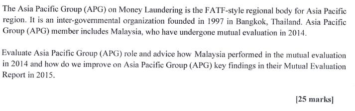 The Asia Pacific Group (APG) on Money Laundering
