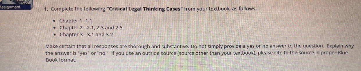 Assignment 1. Complete the following "Critical