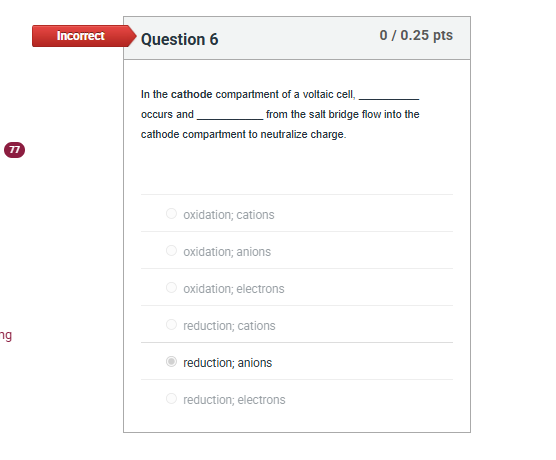 CORRECT Incorrect Question 6 0 / 0.25 pts In the