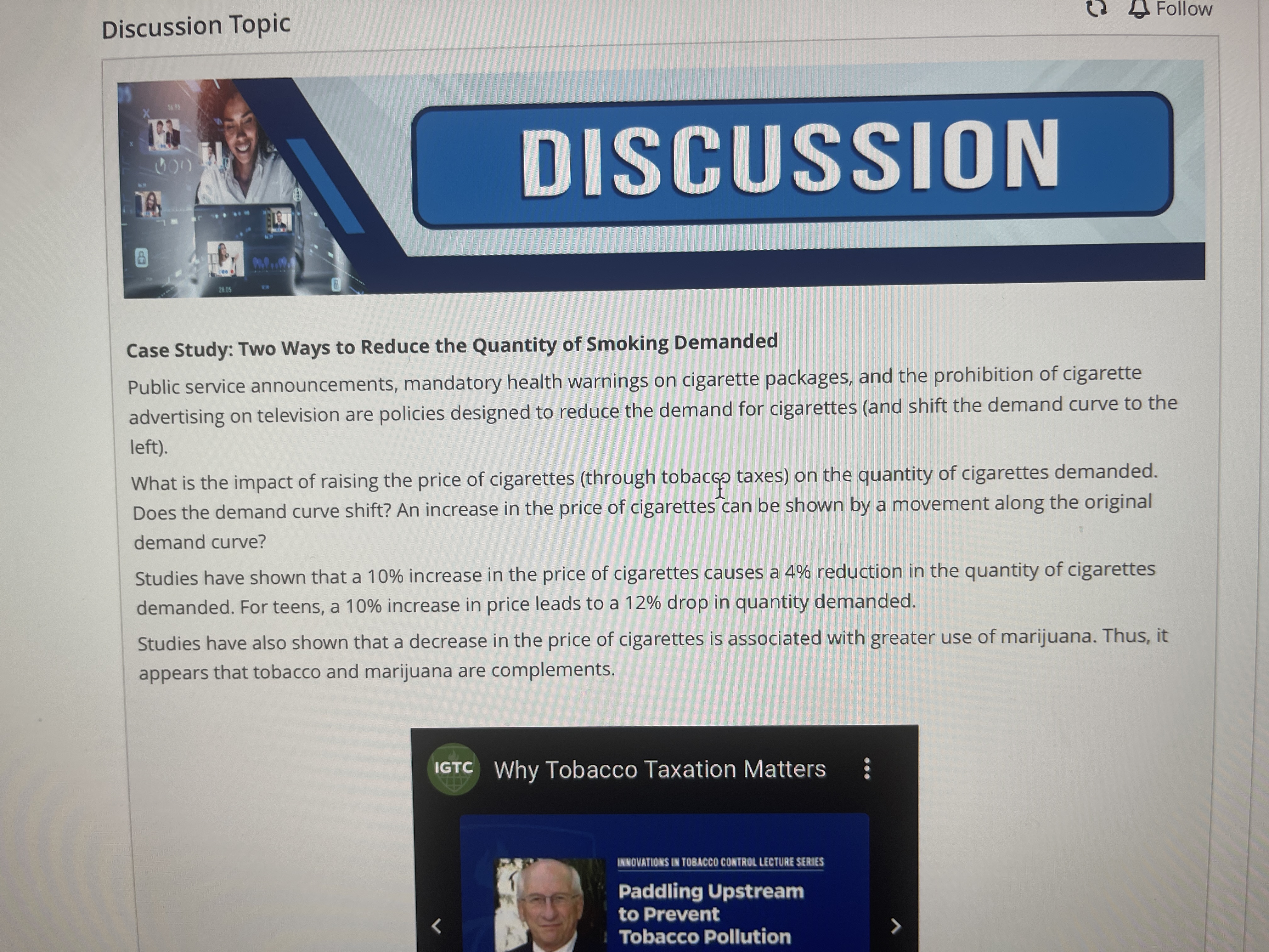 Discussion Topic Follow DISCUSSION 8 Case Study: