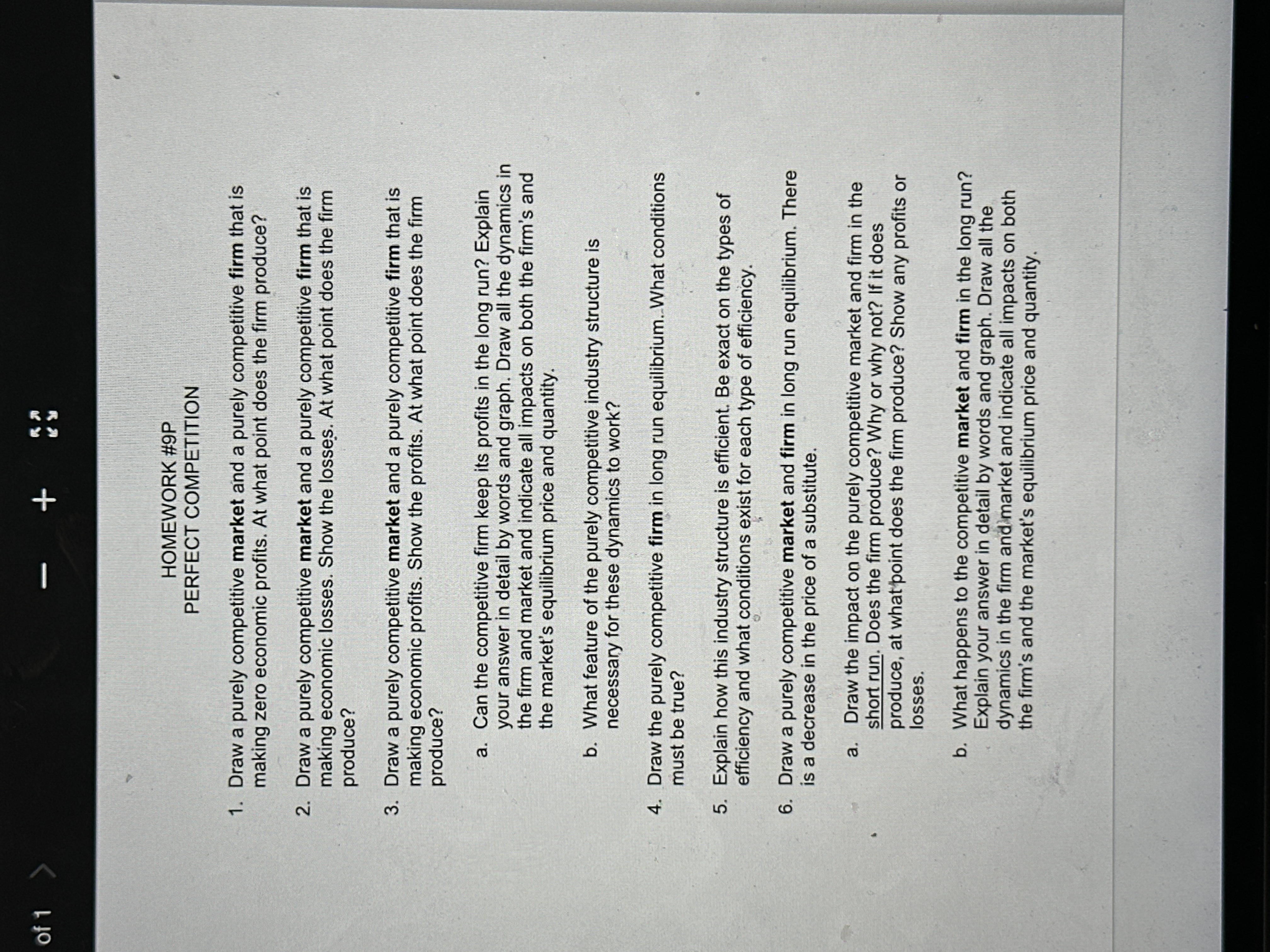 of 1 + HOMEWORK #9P PERFECT COMPETITION 1. Draw a