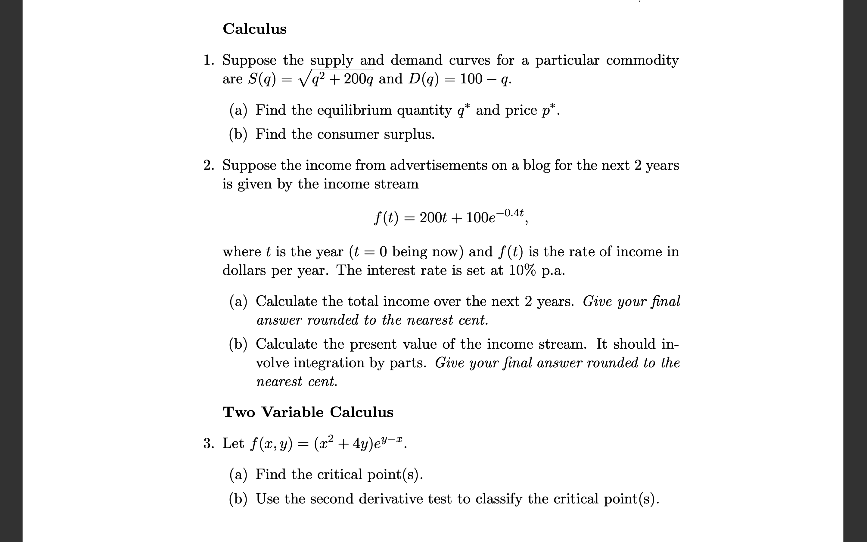 Please answer all questions and provide clear