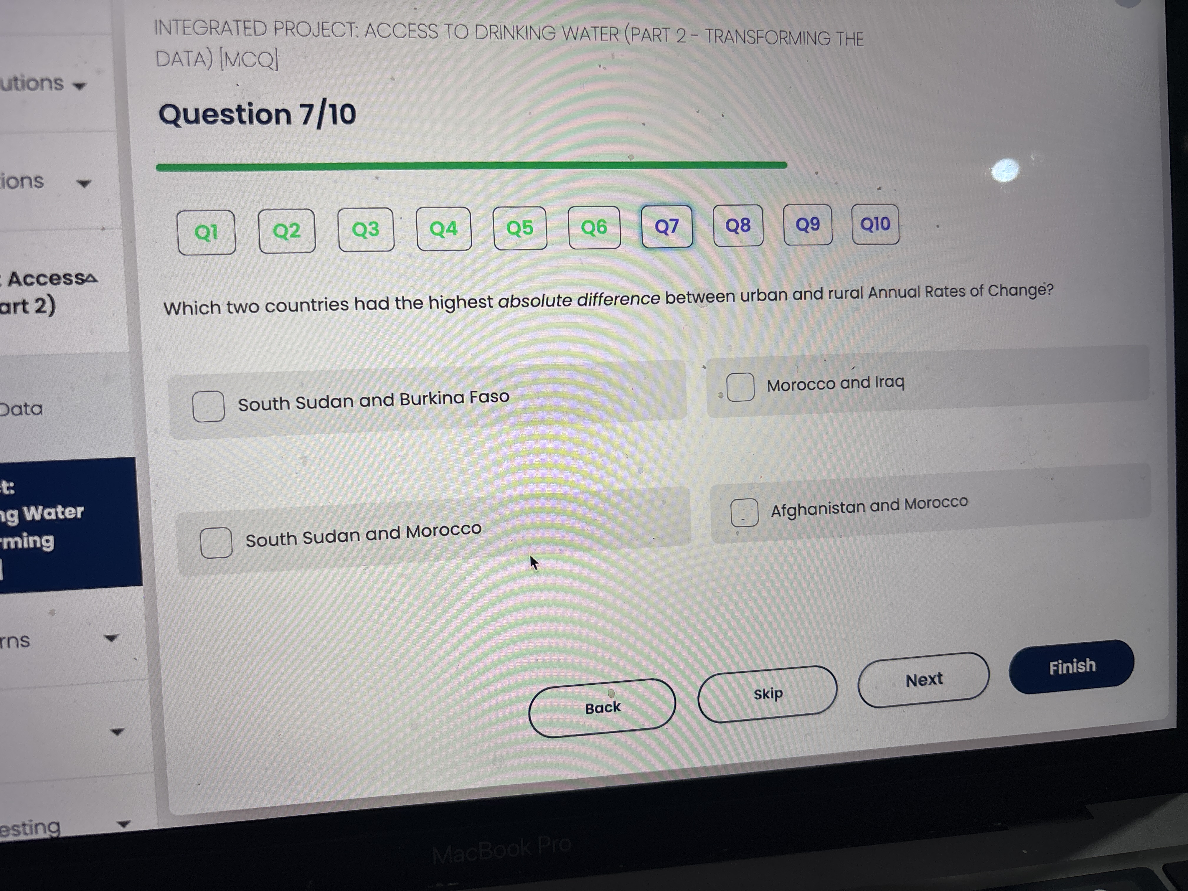 DATA) [MCQ) INTEGRATED PROJECT: ACCESS TO