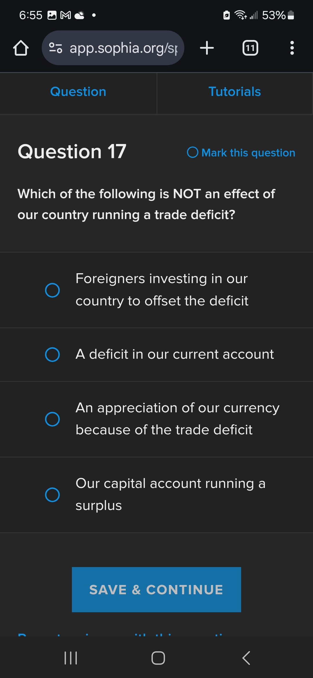 6:55 0 Me . @ @ will 53% go app.sophia.org/s + 11