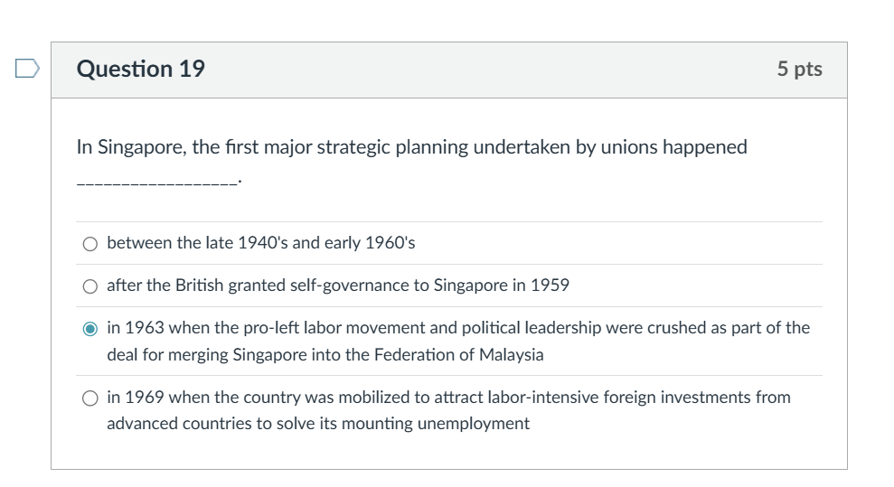 what is the answer D Question 19 5 pts In