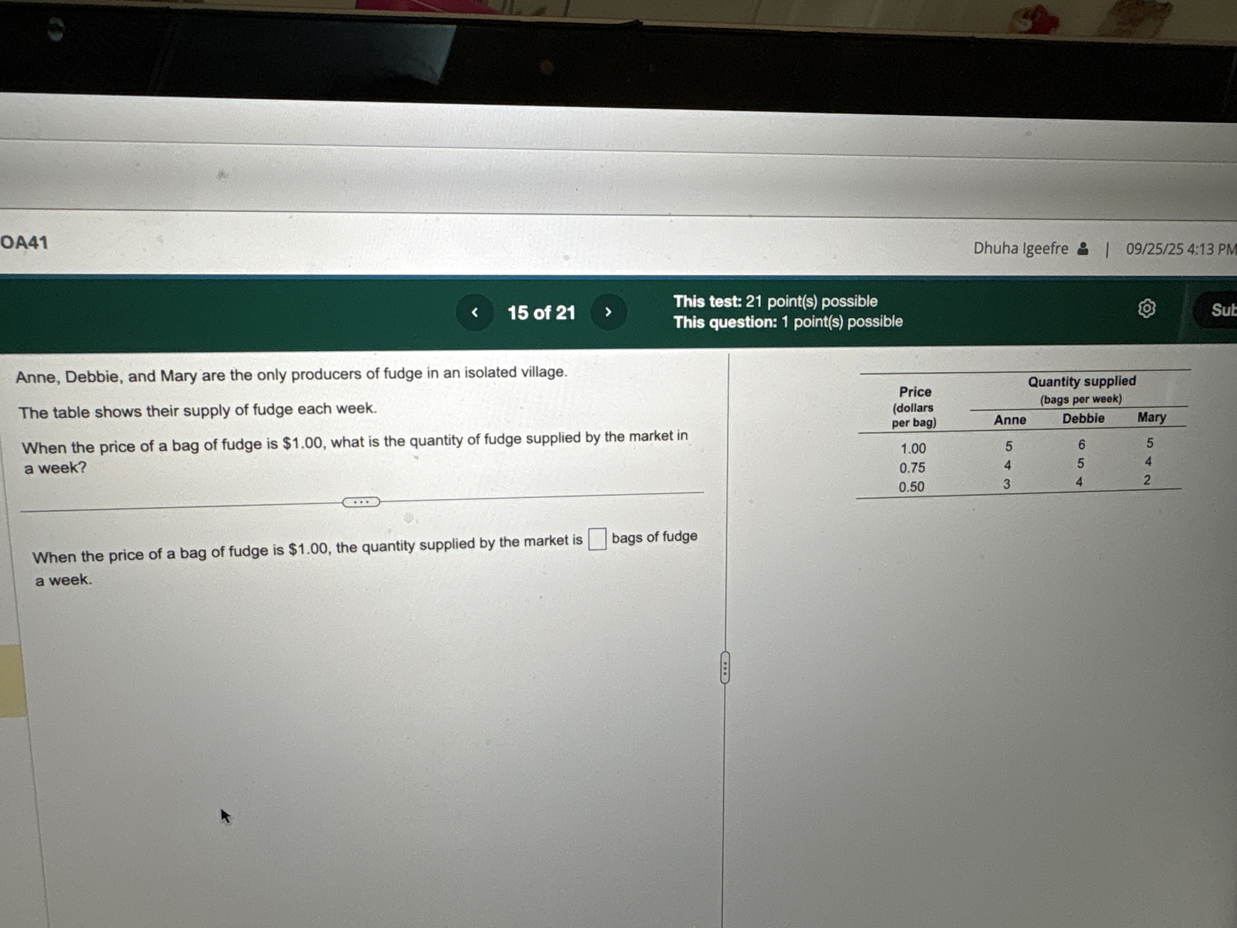 This test: 21 point(s) possible ltd This