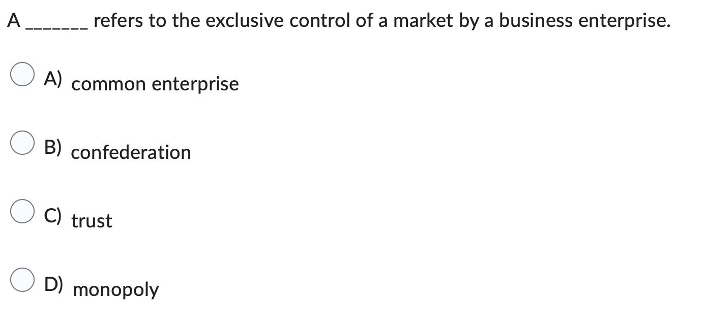 what is the answer A refers to the exclusive