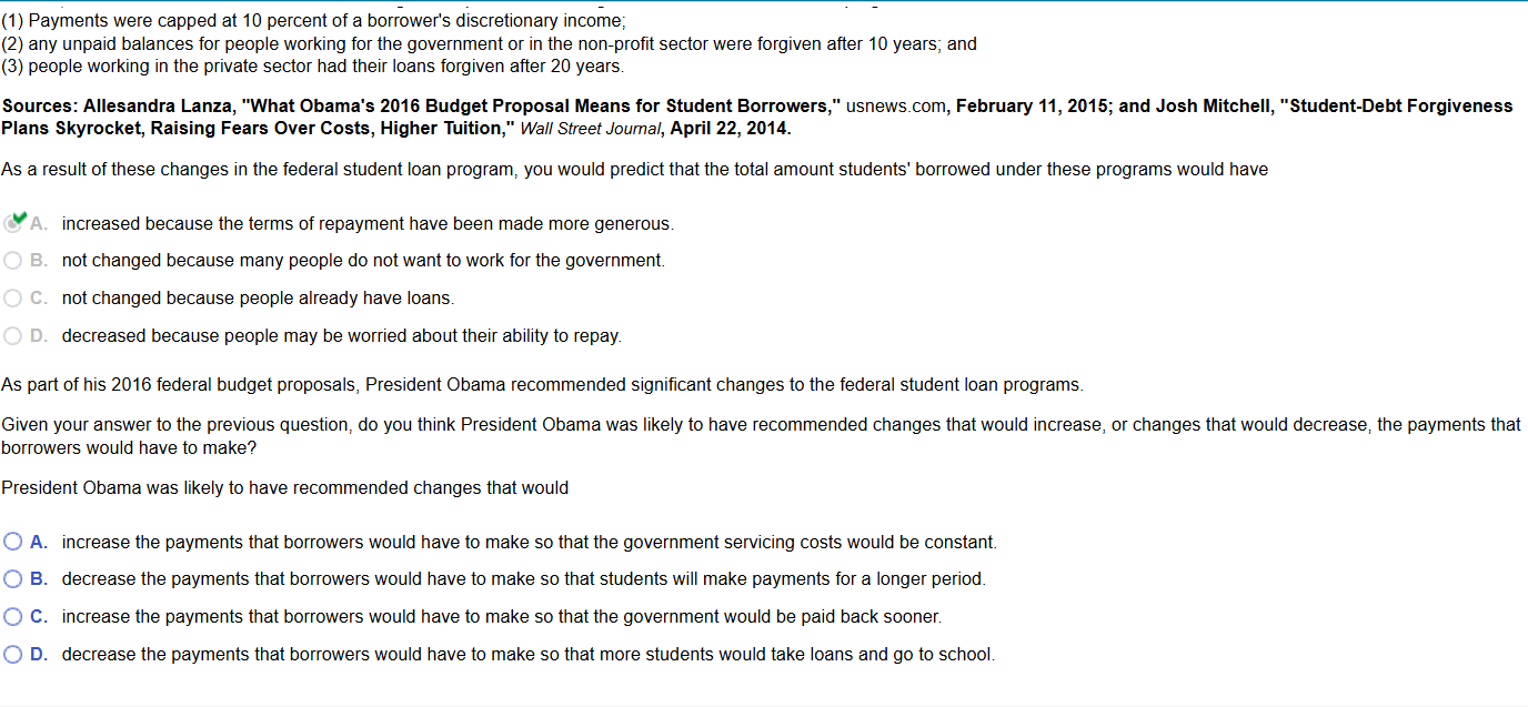 solve (1) Payments were capped at 10 percent of a