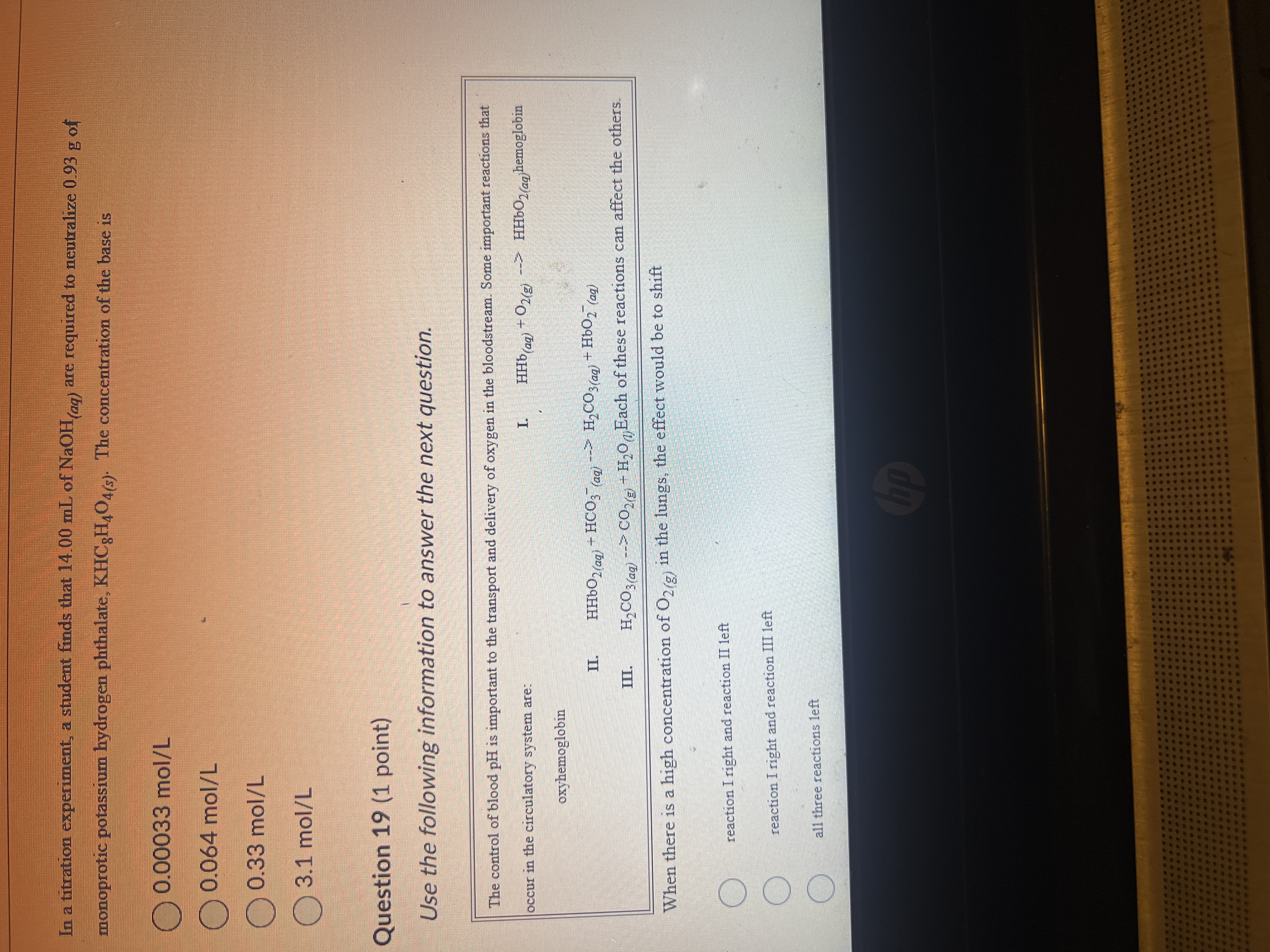 In a titration experiment, a student finds that