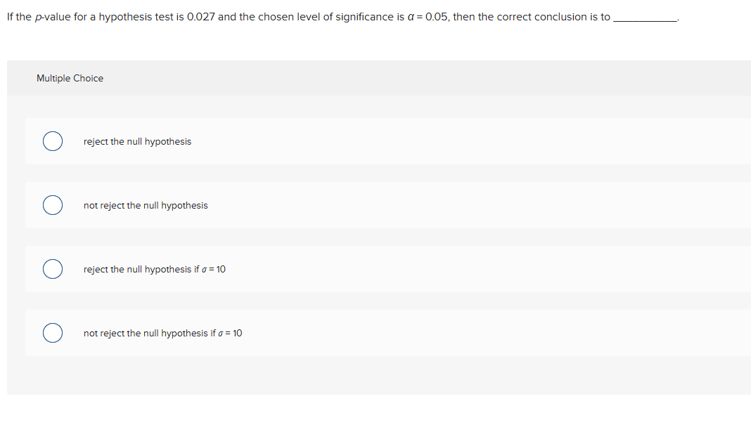 solv lf the p-value for a hypothesis test is