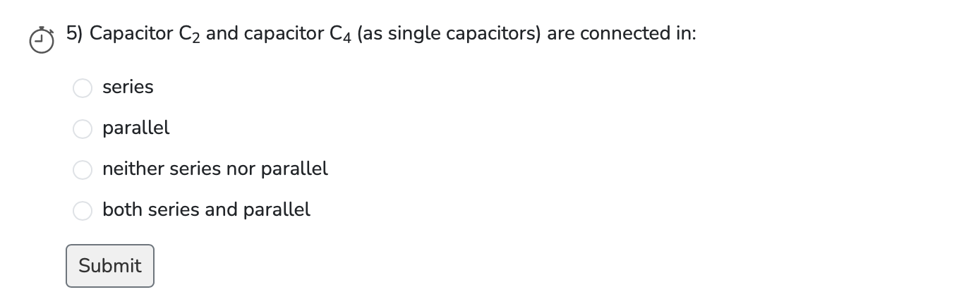 Solve 5) Capacitor C2 and capacitor C4 (as single