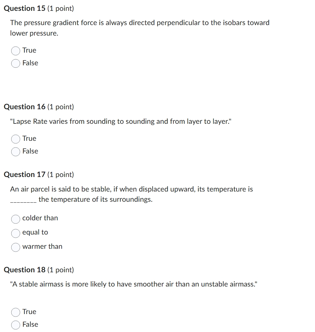 o Question 15 (1 point) The pressure gradient