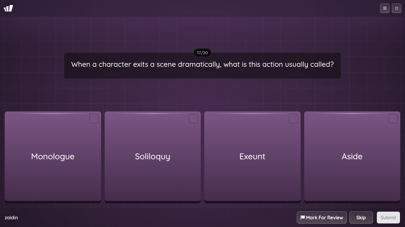 = 17/20 When a character exits a scene