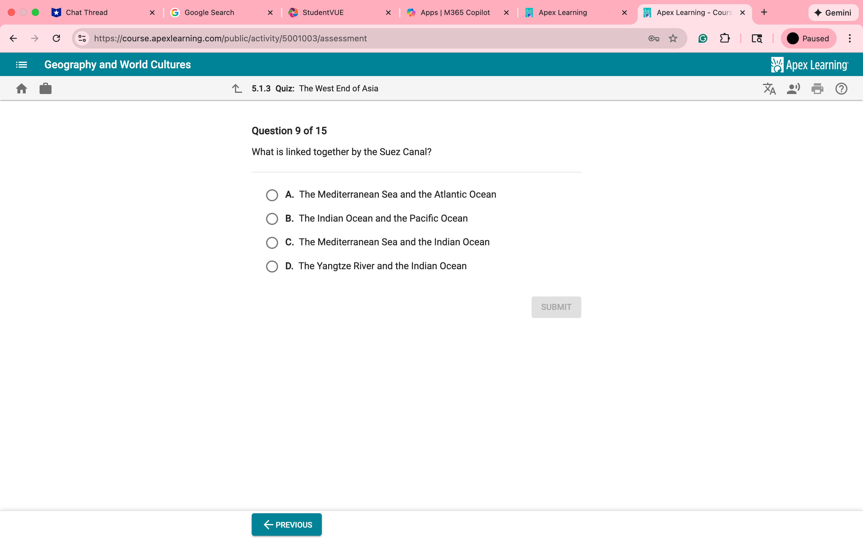 ... Chat Thread X G Google Search x StudentVUE X