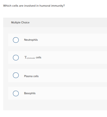 Which cells are involved in humoral immunity?