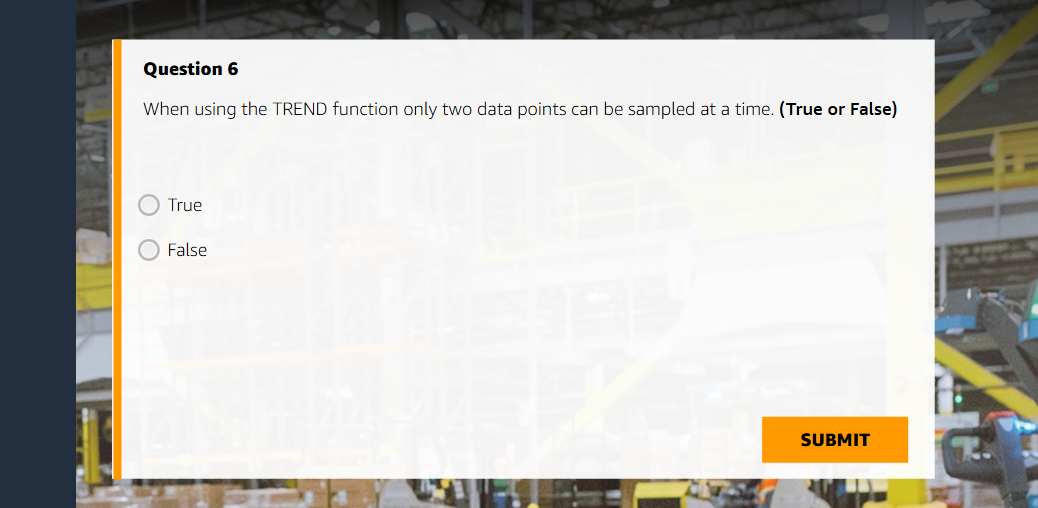 a Question 6 When using the TREND function only