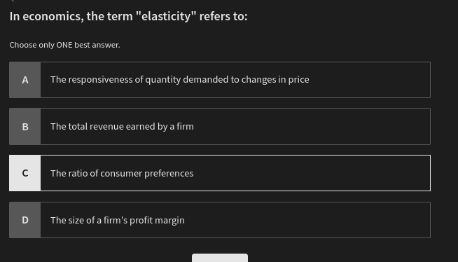 how to solve In economics, the term "elasticity"