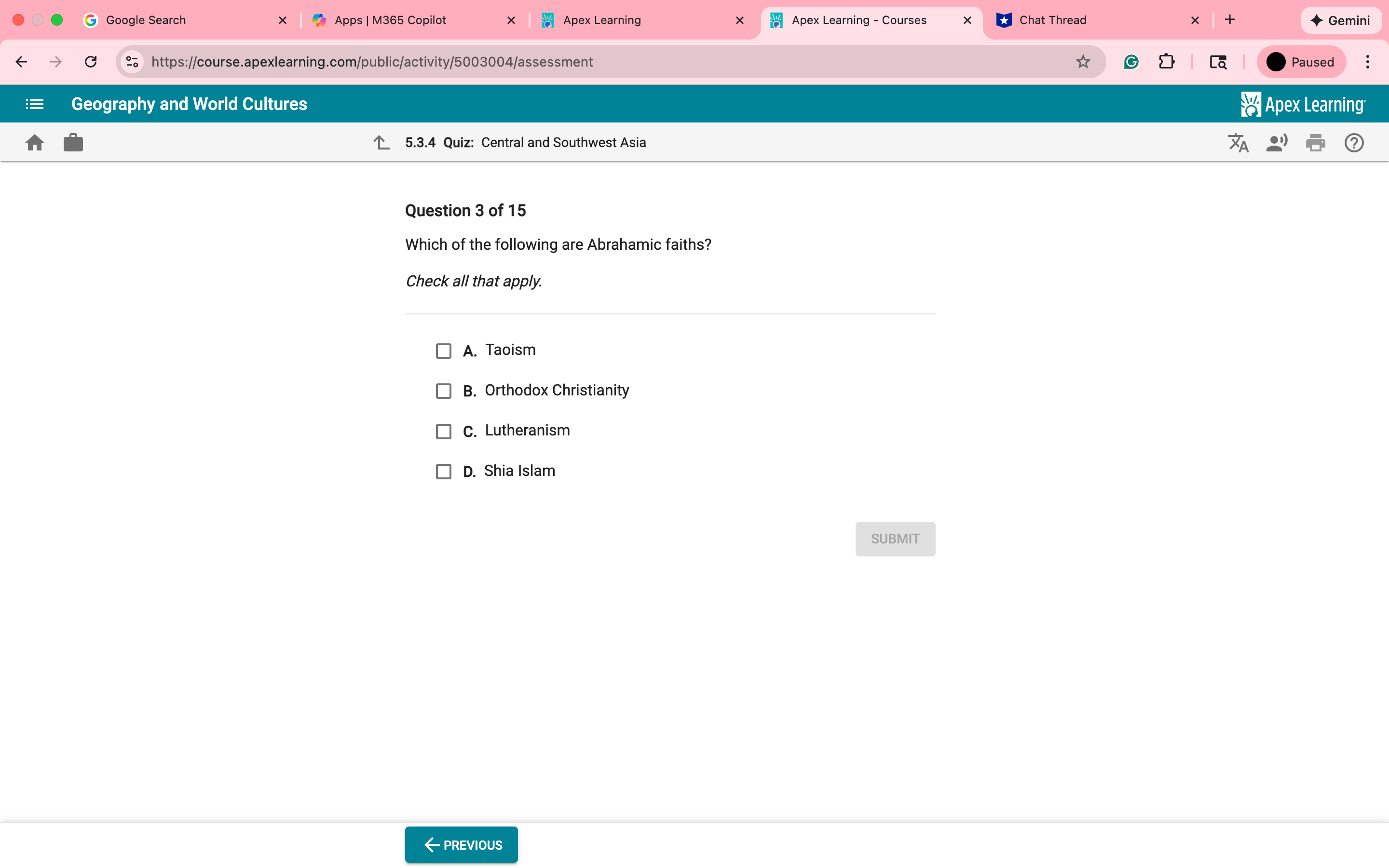 G Google Search X Apps | M365 Copilot X Apex