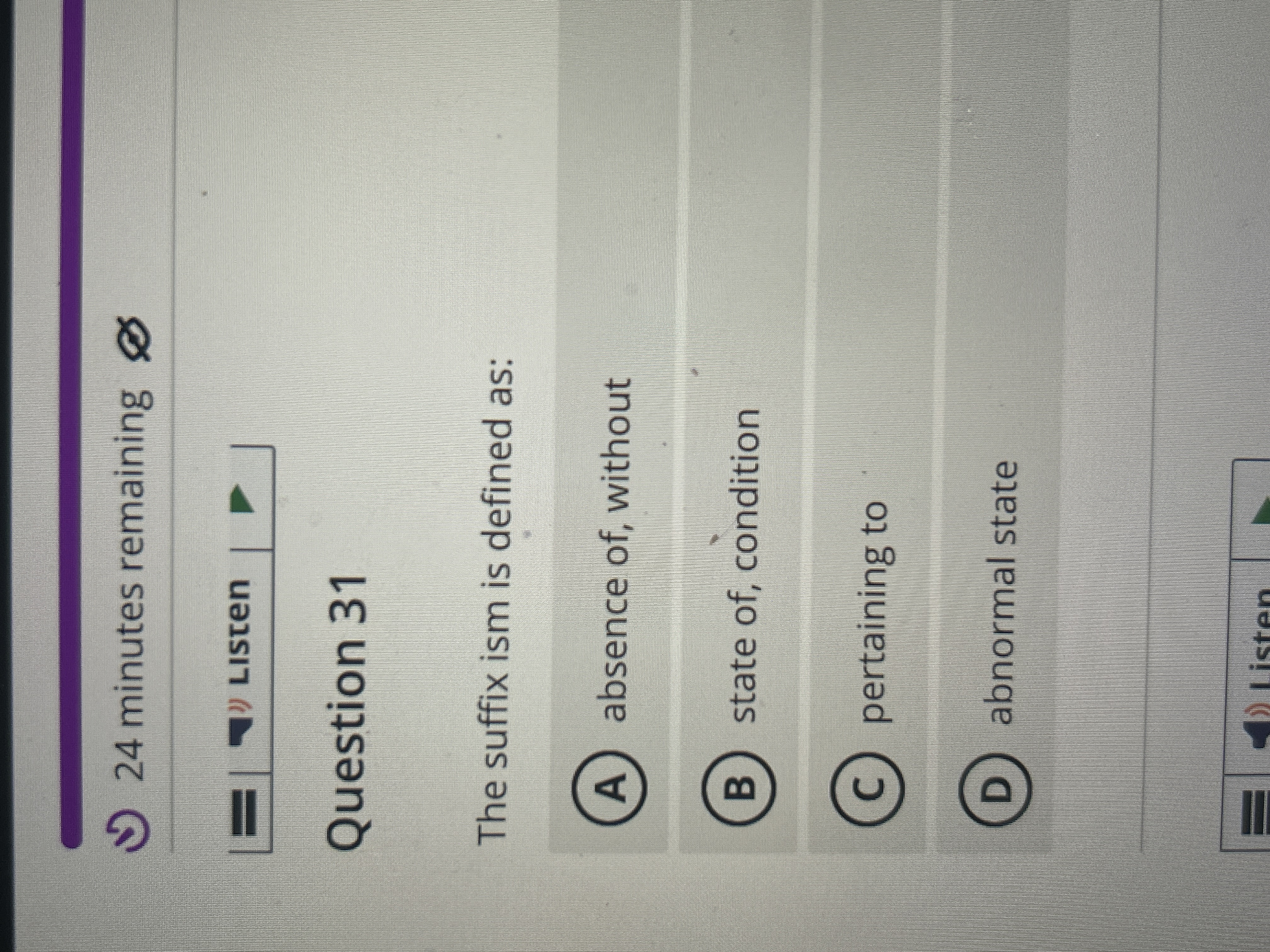 this question 24 minutes remaining Listen