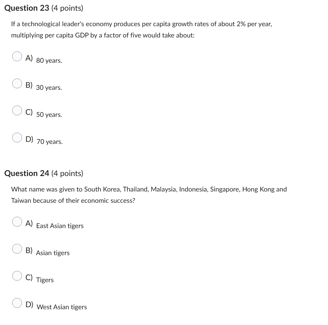o Question 23 (4 points) If a technological