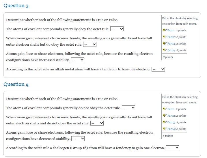 Question 3 Determine whether each of the