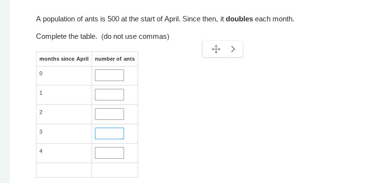 whats the answer A population of ants is 500 at