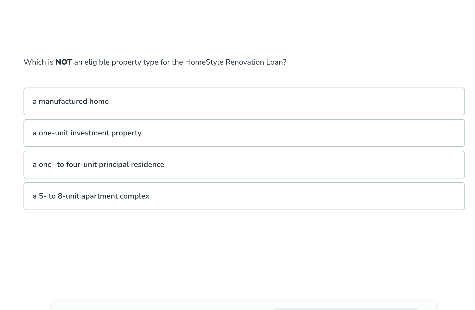 Which is NOT an eligible property type for the