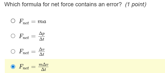 which formula is an error Which formula for net