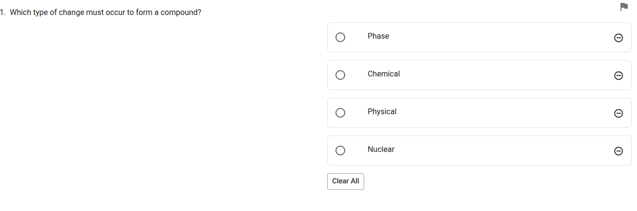 1. Which type of change must occur to form a