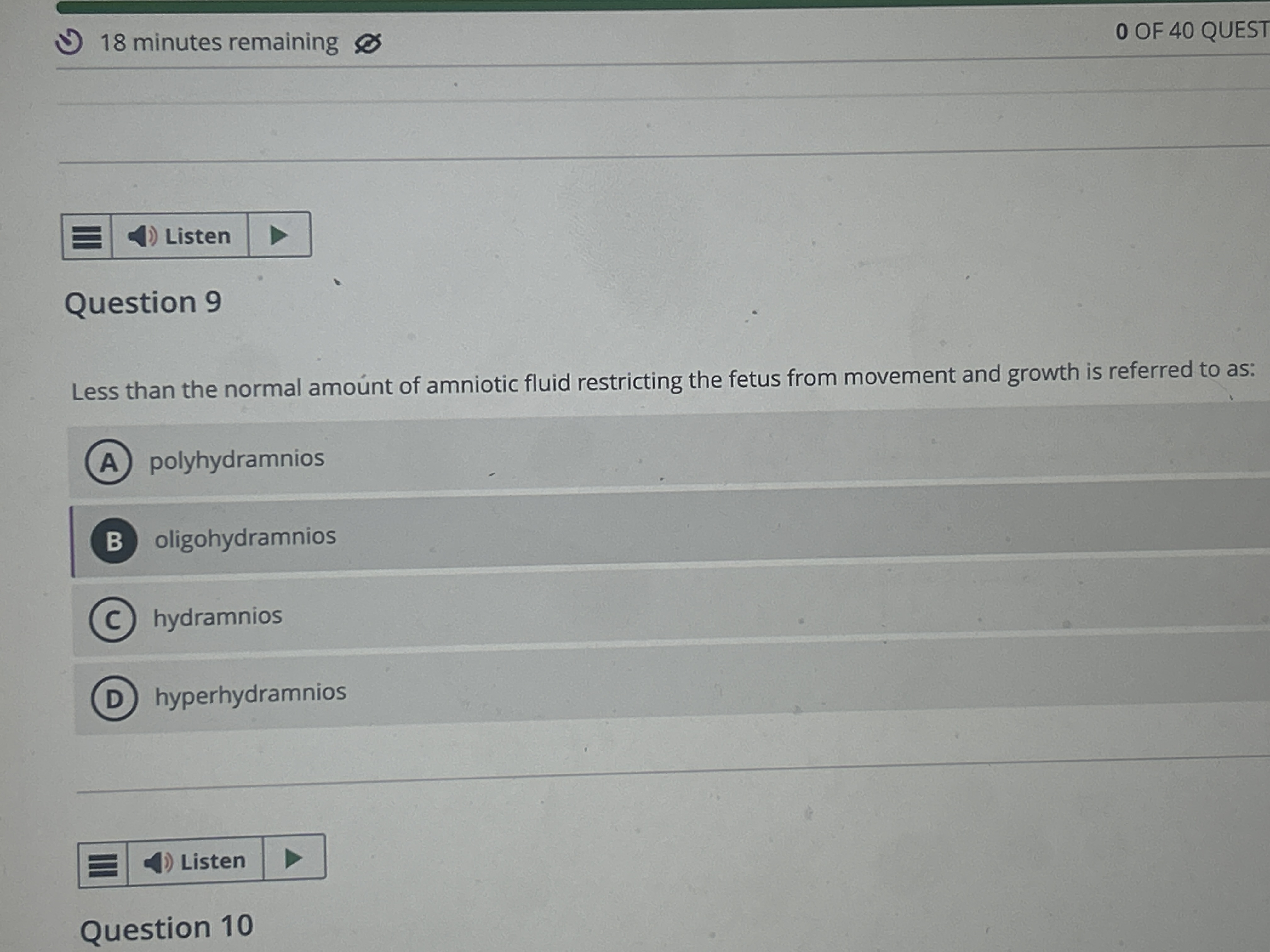 this question 18 minutes remaining 0 OF 40 QUEST