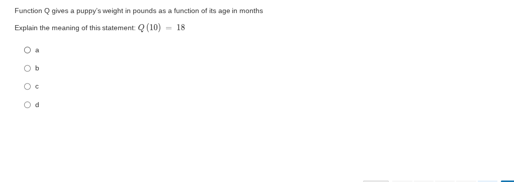 tell me Function Q gives a puppy's weight in