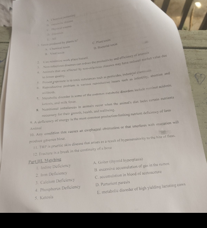 This photo part two A. Chemical poisoning 18.