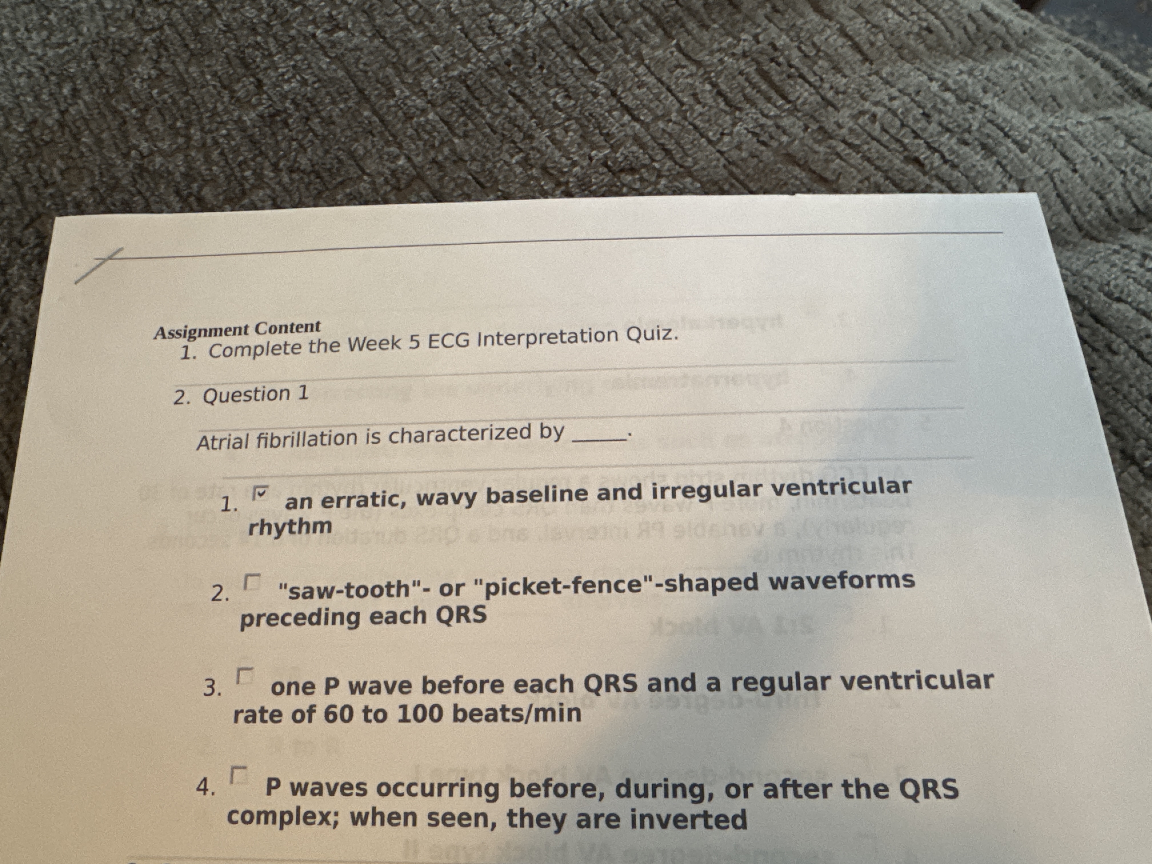 What is the correct answer? Assignment Content 1.