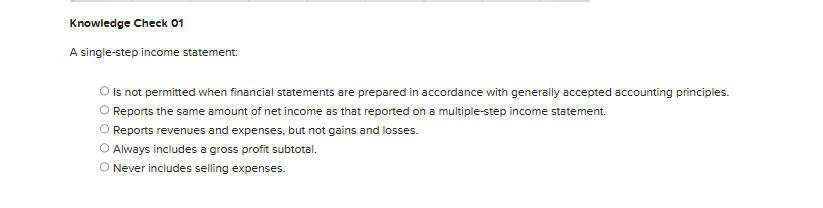 this question Knowledge Check 07 A single-step