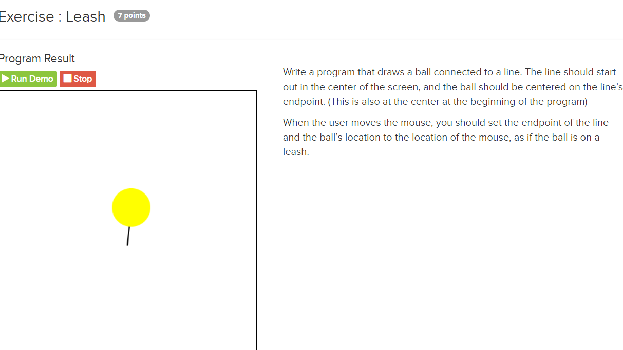 My coding for Code HS lesson 4.7.4 Leash var
